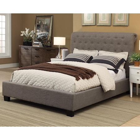 Cal King Royal Upholstered Platform Storage Bed with Tufted Sleigh Headboard
