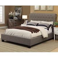 King Royal Upholstered Platform Storage Bed with Tufted Sleigh Headboard