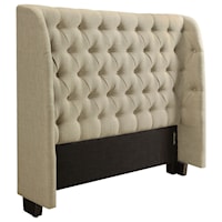Queen Levi Upholstered Headboard with Tufting and Shelter Sides