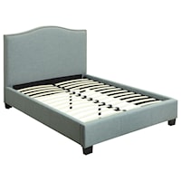 Queen Ariana Upholstered Platform Bed with Arched Headboard and Nailhead Trim