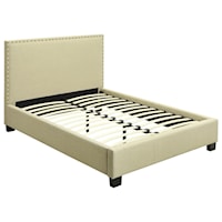 Queen Tavel Upholstered Platform Bed with Nailhead Trim