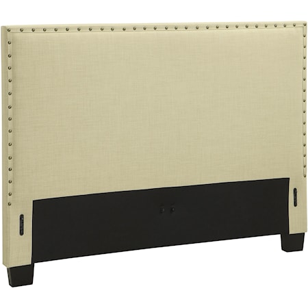 Queen Tavel Upholstered Headboard with Nailhead Trim