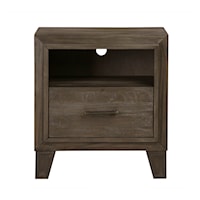Solid Wood 1-Drawer Nightstand in Onyx