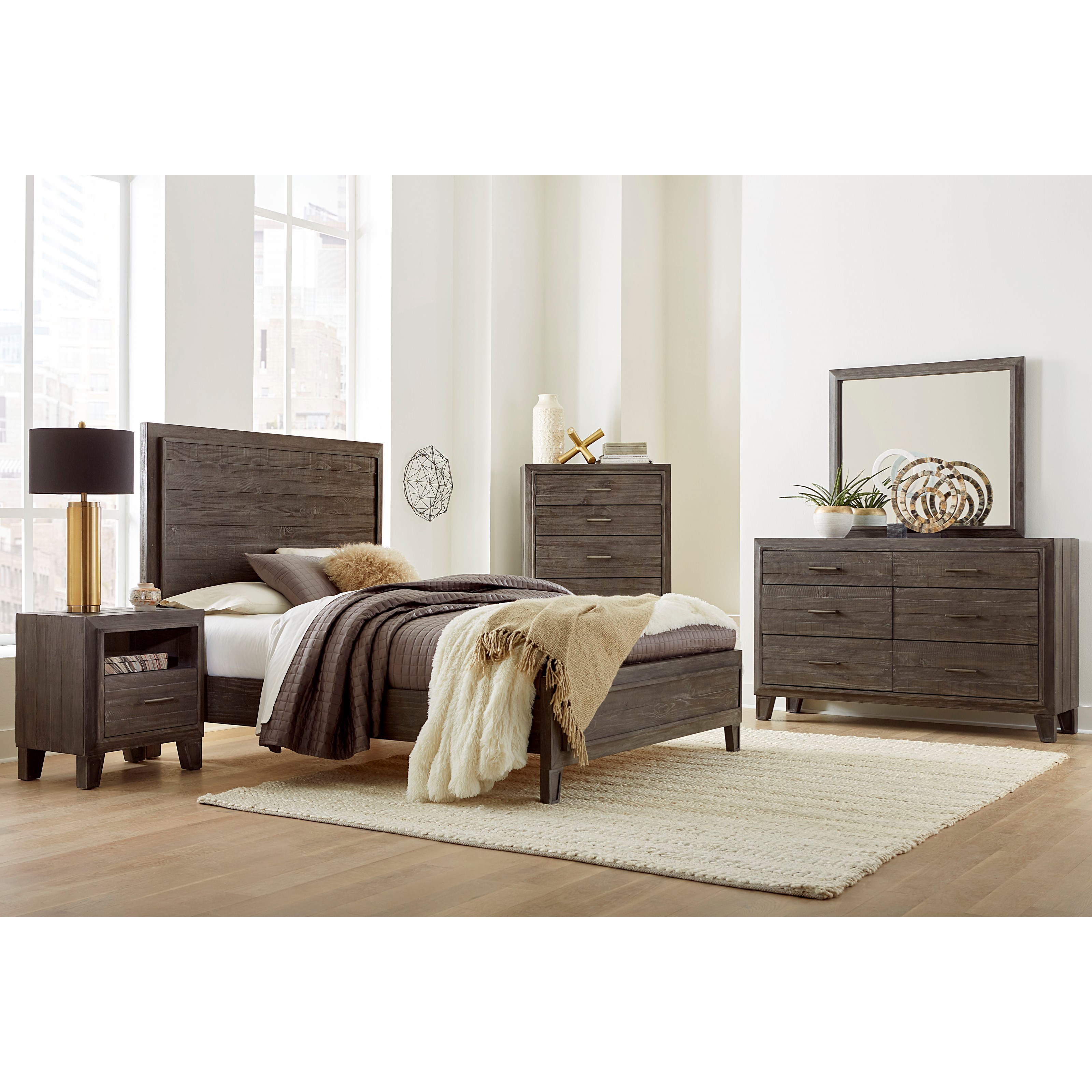Modus Furniture Hadley California King Panel Bed in Onyx
