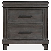 Solid Wood 2-Drawer Nightstand in Onyx