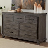 Solid Wood 7-Drawer Dresser in Onyx