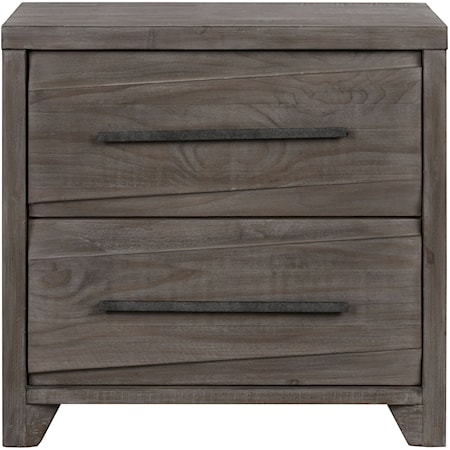 Solid Wood 2-Drawer Nighstand in Sahara Ta
