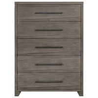 Solid Wood 5-Drawer Chest in Sahara Tan