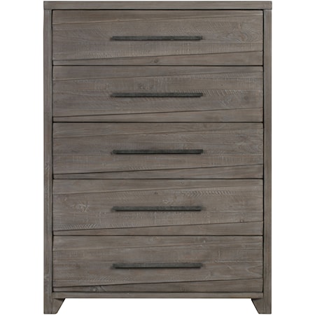 Solid Wood 5-Drawer Chest in Sahara Tan