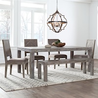 Contemporary 6-Piece Table and Chair Set with Bench