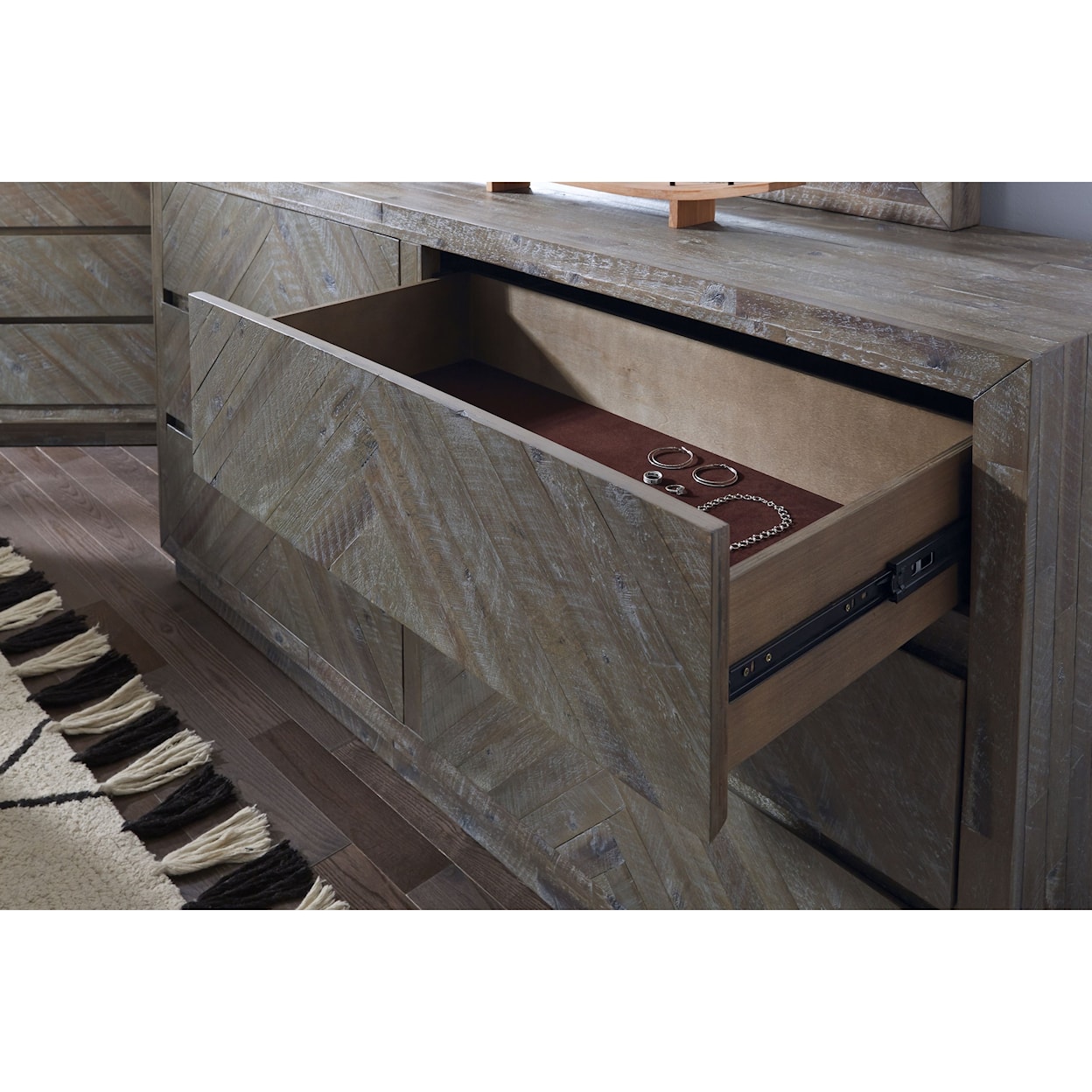 Modus International Herringbone Dresser and Mirror