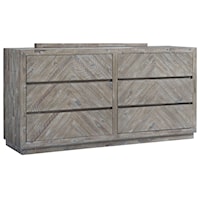 Contemporary 6-Drawer Dresser with Felt-Lined Top Drawers