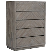 Contemporary 5-Drawer Chest in Rustic Latte Finish