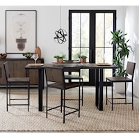 Industrial Long/Narrow 5-Piece Counter Table Set