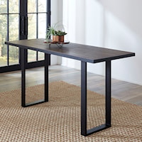 Long/Narrow Counter Table in Shadow Grey with Metal Sled Legs