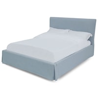 Shelby Queen Upholstered Skirted Panel Bed in Sky