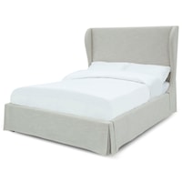 Hera California King Upholstered Skirted Panel Bed in Oatmeal