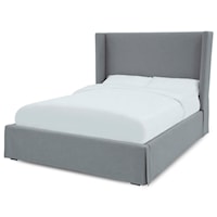 Cresta Full Upholstered Skirted Panel Bed in Fog