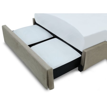 Laurel Cal King Uph Skirt Storage Bed