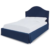 Sur Full Upholstered Skirted Storage Panel Bed in Navy