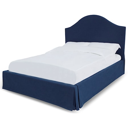 Sur California King Upholstered Skirted Storage Panel Bed in Navy