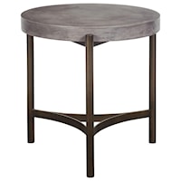 Contemporary Round End Table with Concrete Top