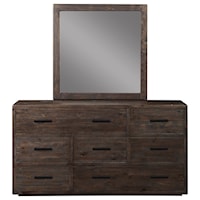 Transitional Dresser and Mirror Combination with 7 Drawers