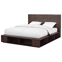 Transitional Queen Platform Bed with Open Storage