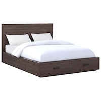 Transitional Queen Platform Bed with Footboard Storage