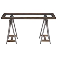 Industrial Console Table with Double Pedestal Base