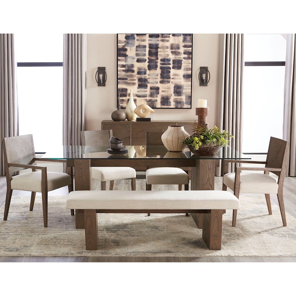 Modus International Oakland 6-Piece Dining Table Set with Bench