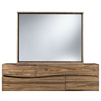 Contemporary Floating Glass Dresser Mirror with Solid Wood Frame