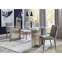 5-Piece Brushed Stainless Steel Dining Set