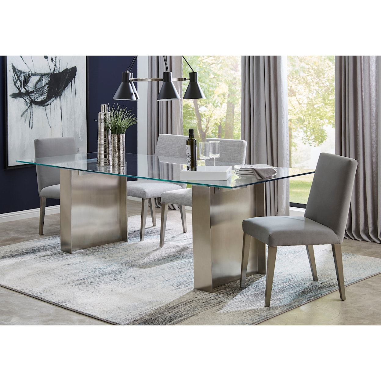 Modus International Omnia 5-Piece Brushed Stainless Steel Dining Set