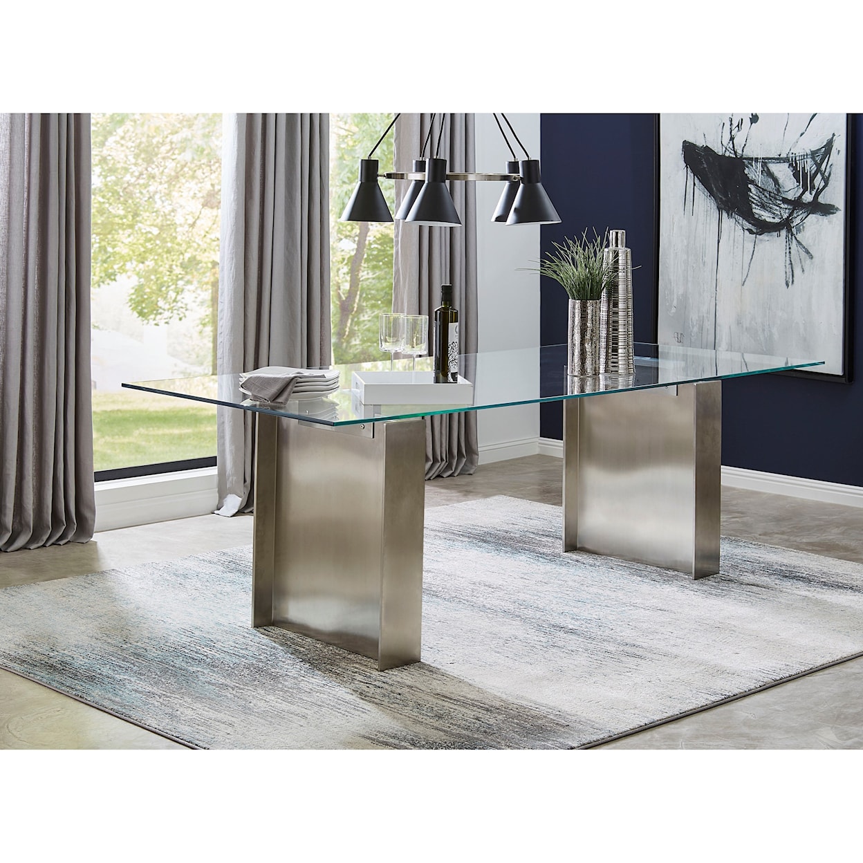 Modus International Omnia 5-Piece Brushed Stainless Steel Dining Set