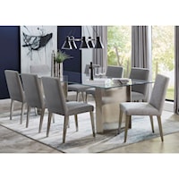 9-Piece Brushed Stainless Steel Dining Set