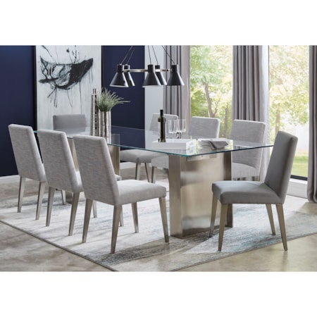 9-Piece Brushed Stainless Steel Dining Set