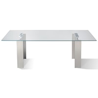 104" Table in Brushed Stainless Steel with Glass Top
