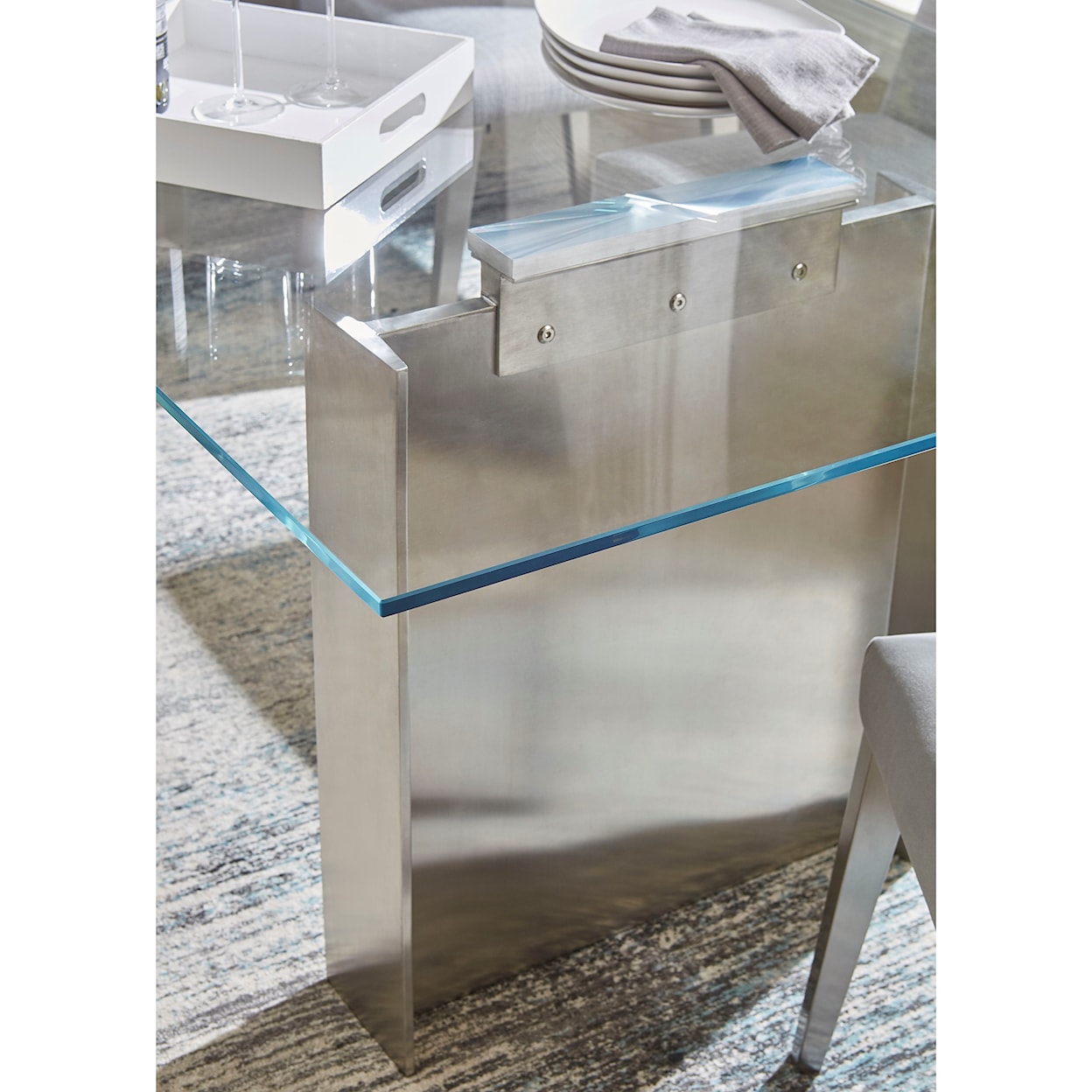 Modus International Omnia 104" Table in Brushed Stainless Steel