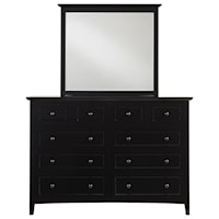 Shaker Style 8-Drawer Dresser & Mirror Made from Solid Mahogany