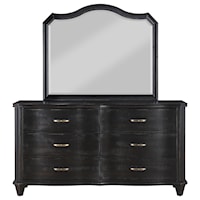 Dresser with Bow-Front Drawers & Arched Mirror