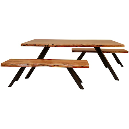 Rectangular Live Edge Dining Table Set