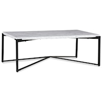 Modern Coffee Table with Marble Top in Matte Black