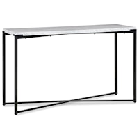Contemporary Console Table with Marble Top and Matte Black Base
