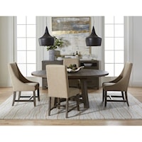 Farmhouse 5-Piece Table and Chair Set with Upholstered Seats