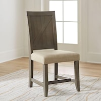 Farmhouse Wood Side Chair with Upholstered Seat