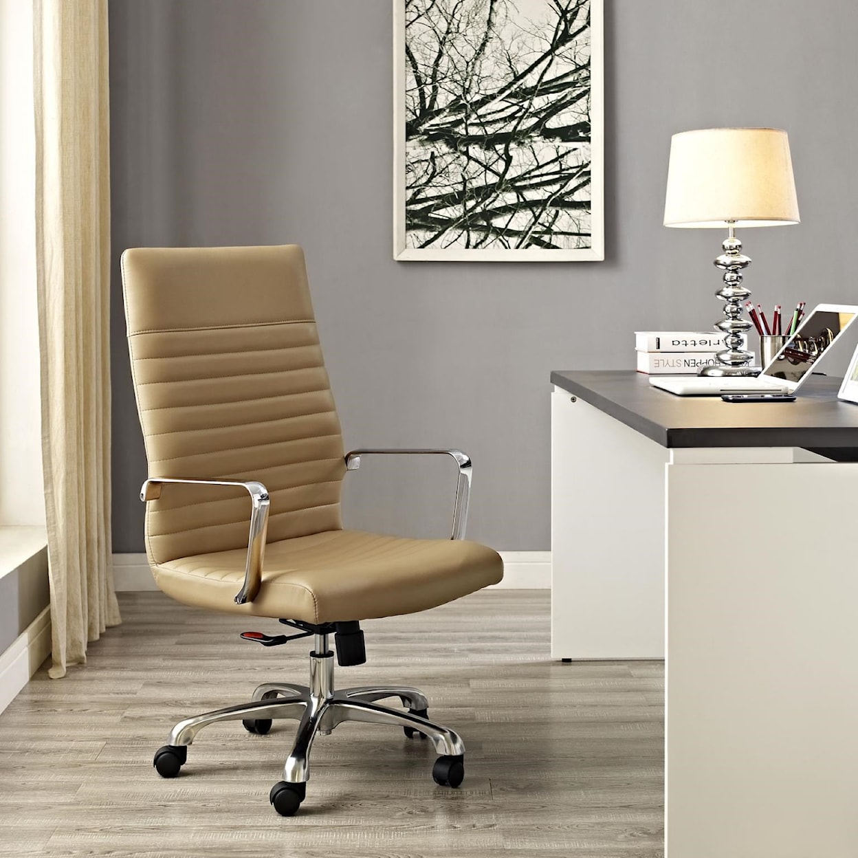 Modway Home Office Finesse Highback Office Chair In Tan