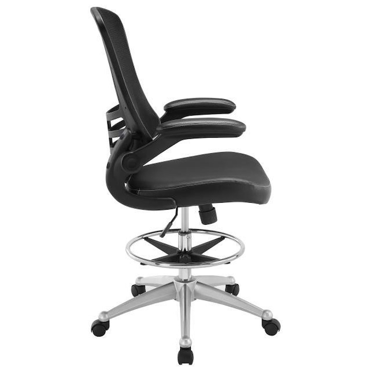 Modway Home Office Attainment Vinyl Drafting Chair In Black