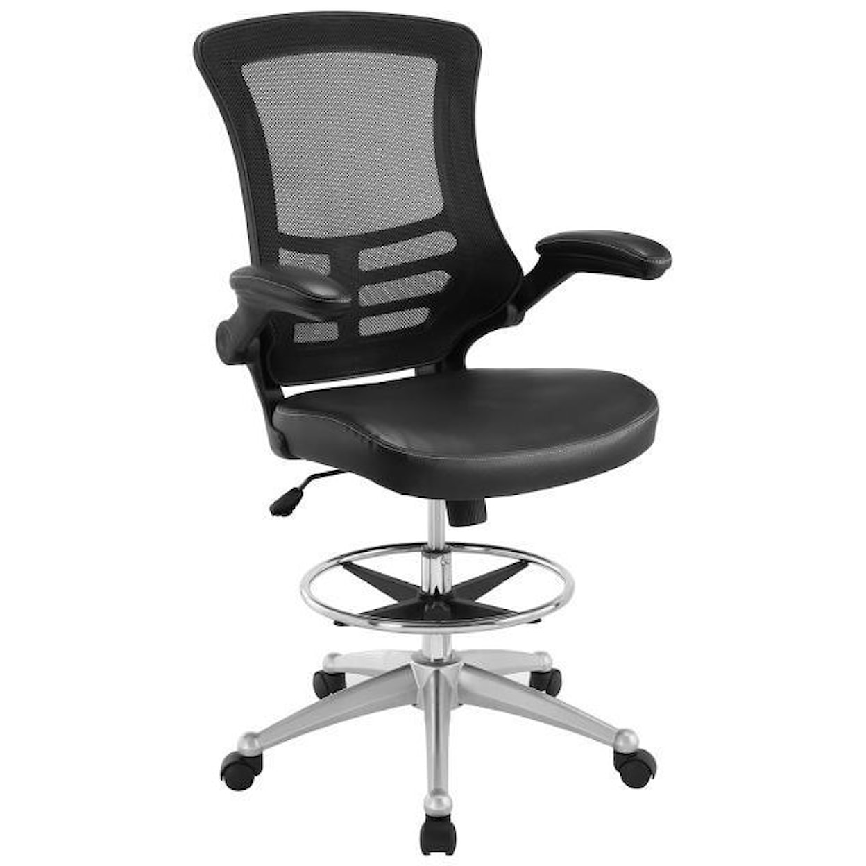 Modway Home Office Attainment Vinyl Drafting Chair In Black