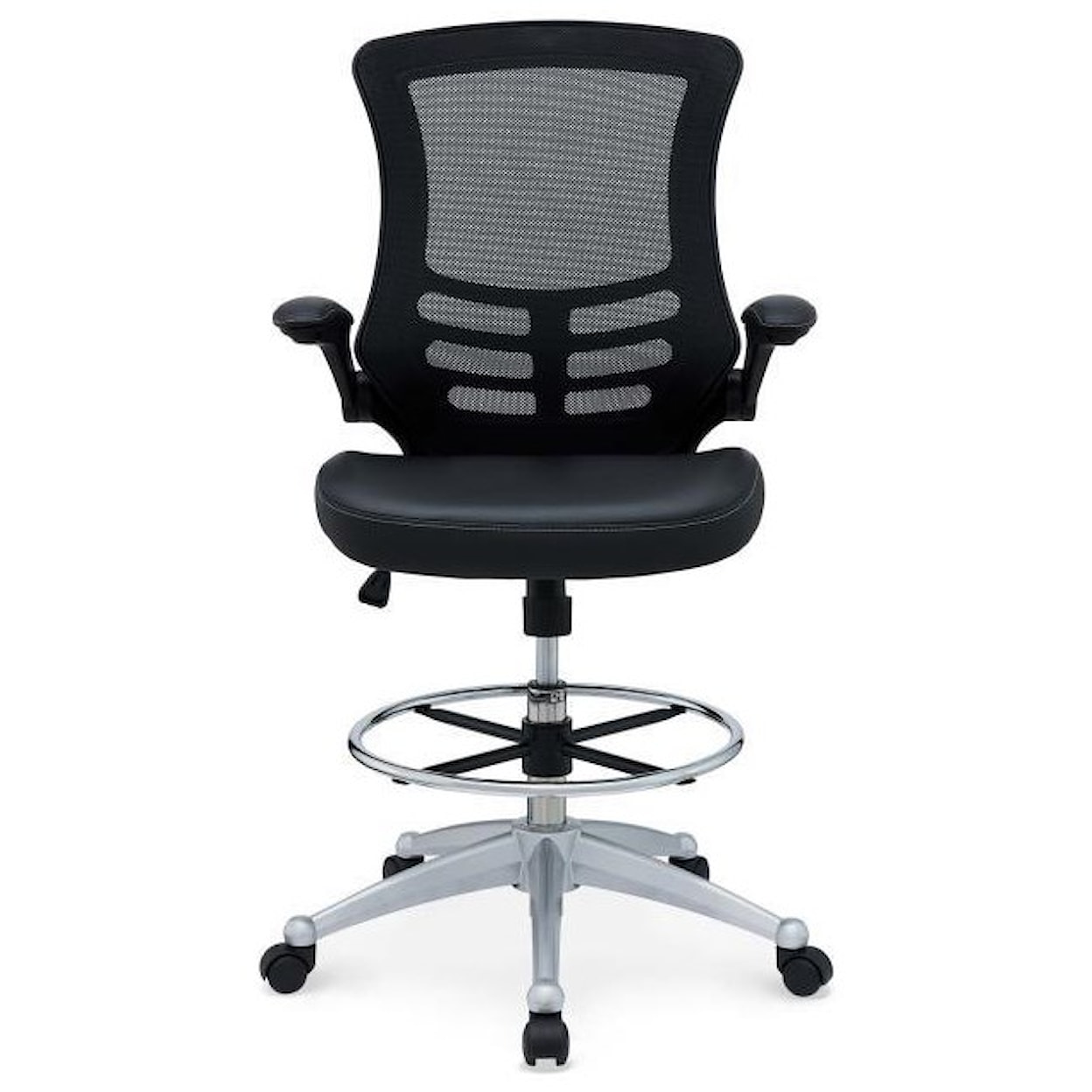 Modway Home Office Attainment Vinyl Drafting Chair In Black